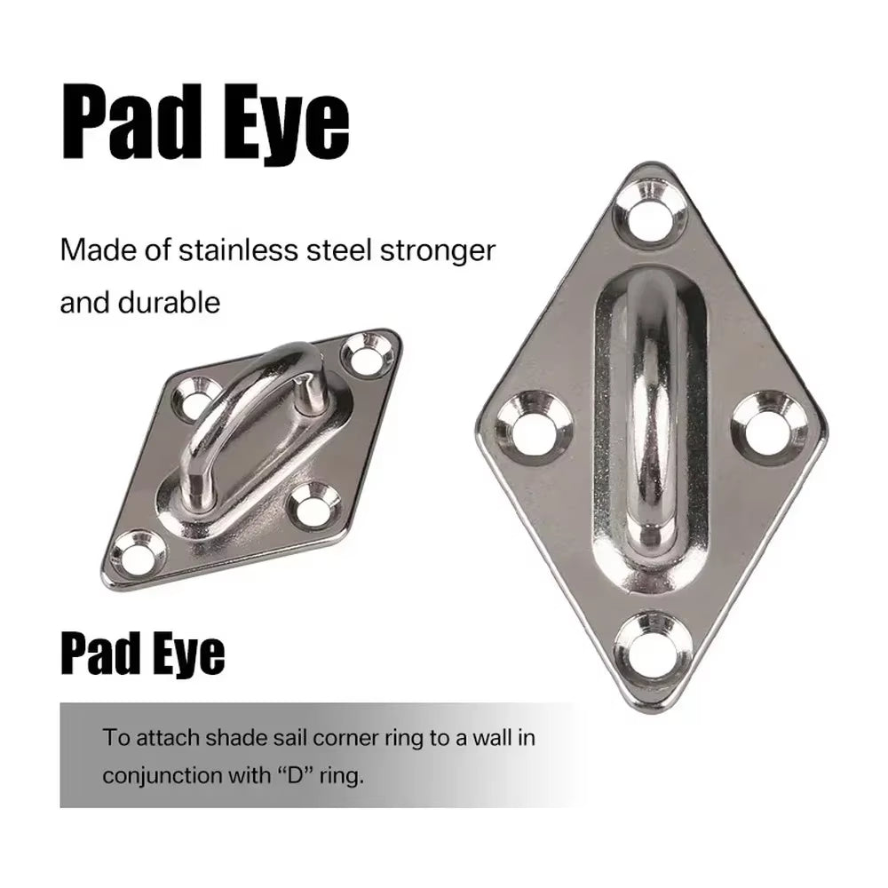 Sun Shade Sail Canopy Accessory 24Pcs/Set 304 Stainless Steel Hardware Kit Turnbuckle Pad Eye Carabiner Clip Hook Screws Silver